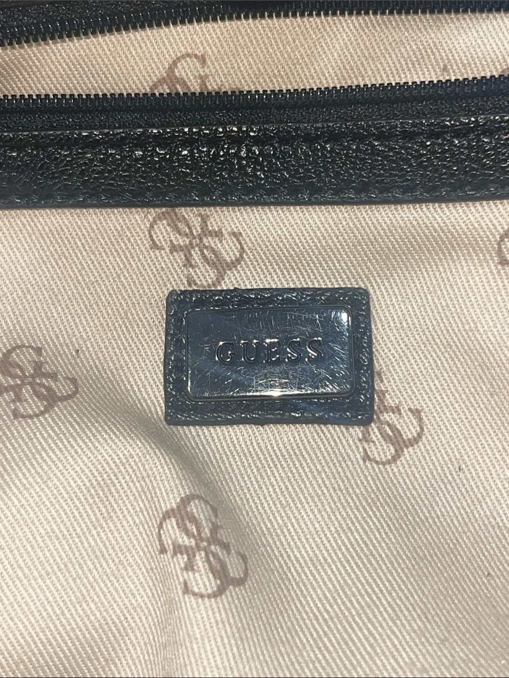 Guess by Marciano Brown and Black Monogram Stripe Tote